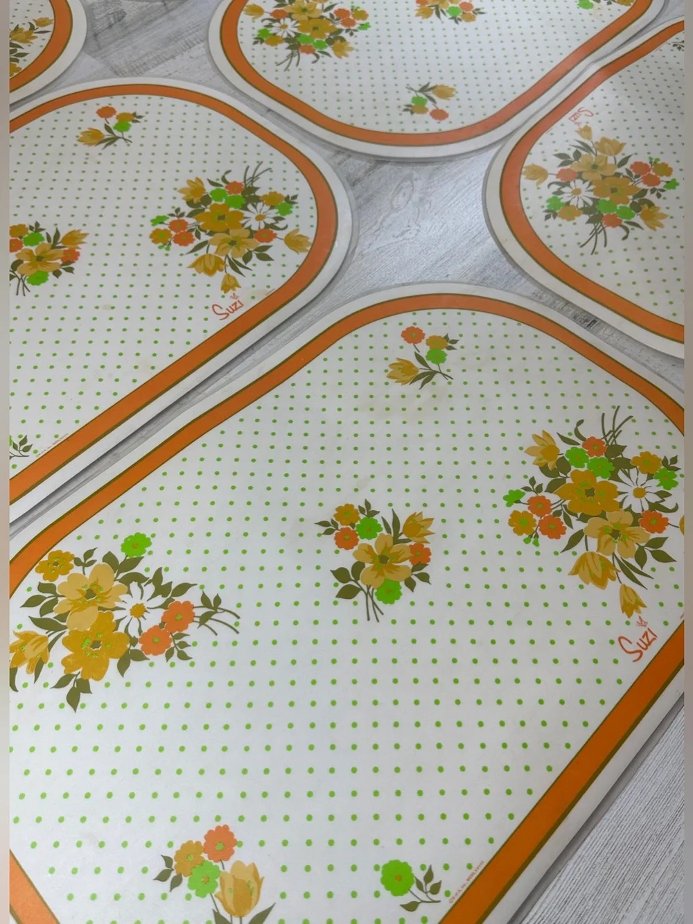Vintage 1978 Suzi Double Sided Placemat Set of 6 mats